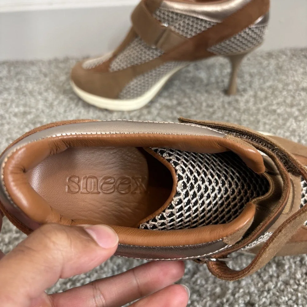SNEEX The Tepper Beige Hy Heels Size 6 Women's Sneakers Pumps Spain Mesh Leather